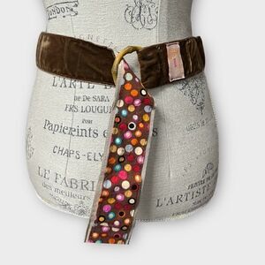 Anthropologie Wink Belt, Velvet and Polkadot Ribbon Reversible Belt, Small